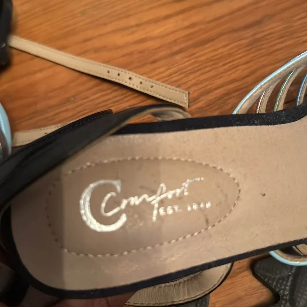 Rainbow black block heel comfortable walking chic loft - Picture 2 of 4